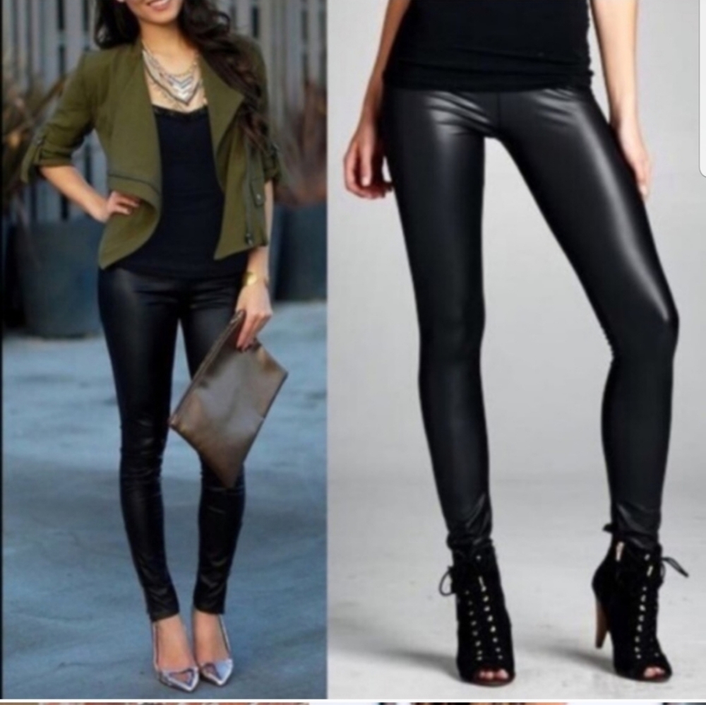 Black Vegan Leather Leggings